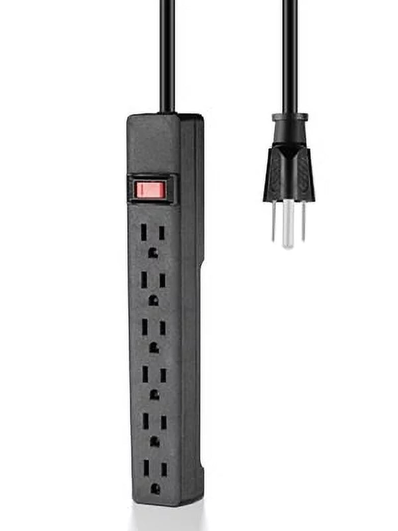 Indoor 6-Outlet Power Strip with 8Ft Cord, 15A,125V, Black