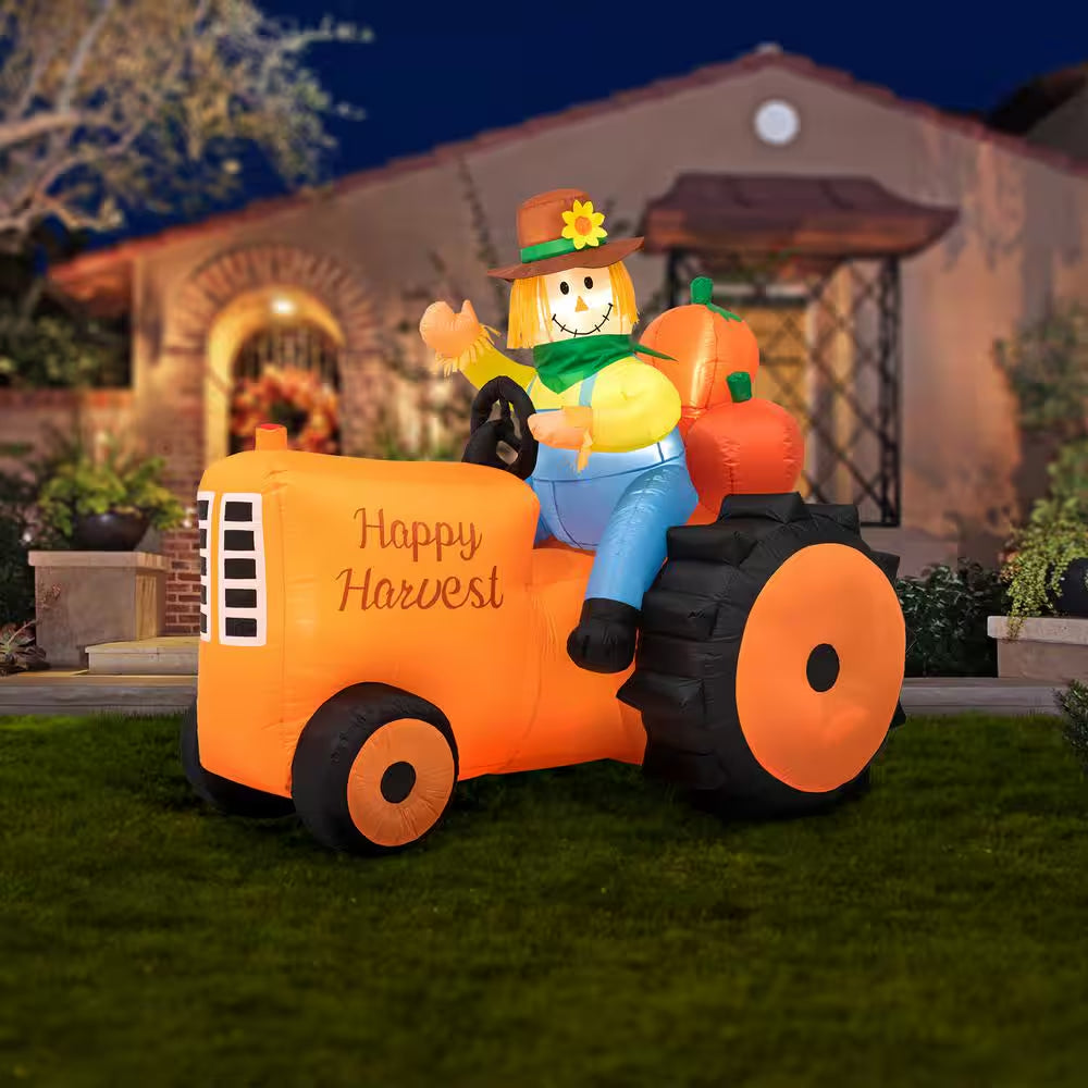 7 Ft. Fall Lighted Inflatable Tractor Decor