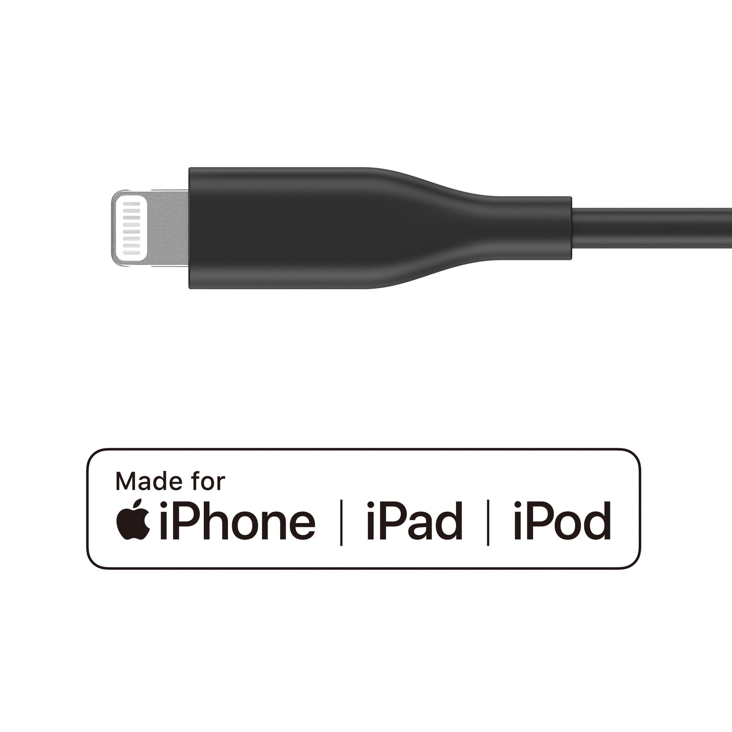 Lightning to Usb-A, 3" Charging & Data Sync Cable, MFI Certified, PVC, Black, Single Pack