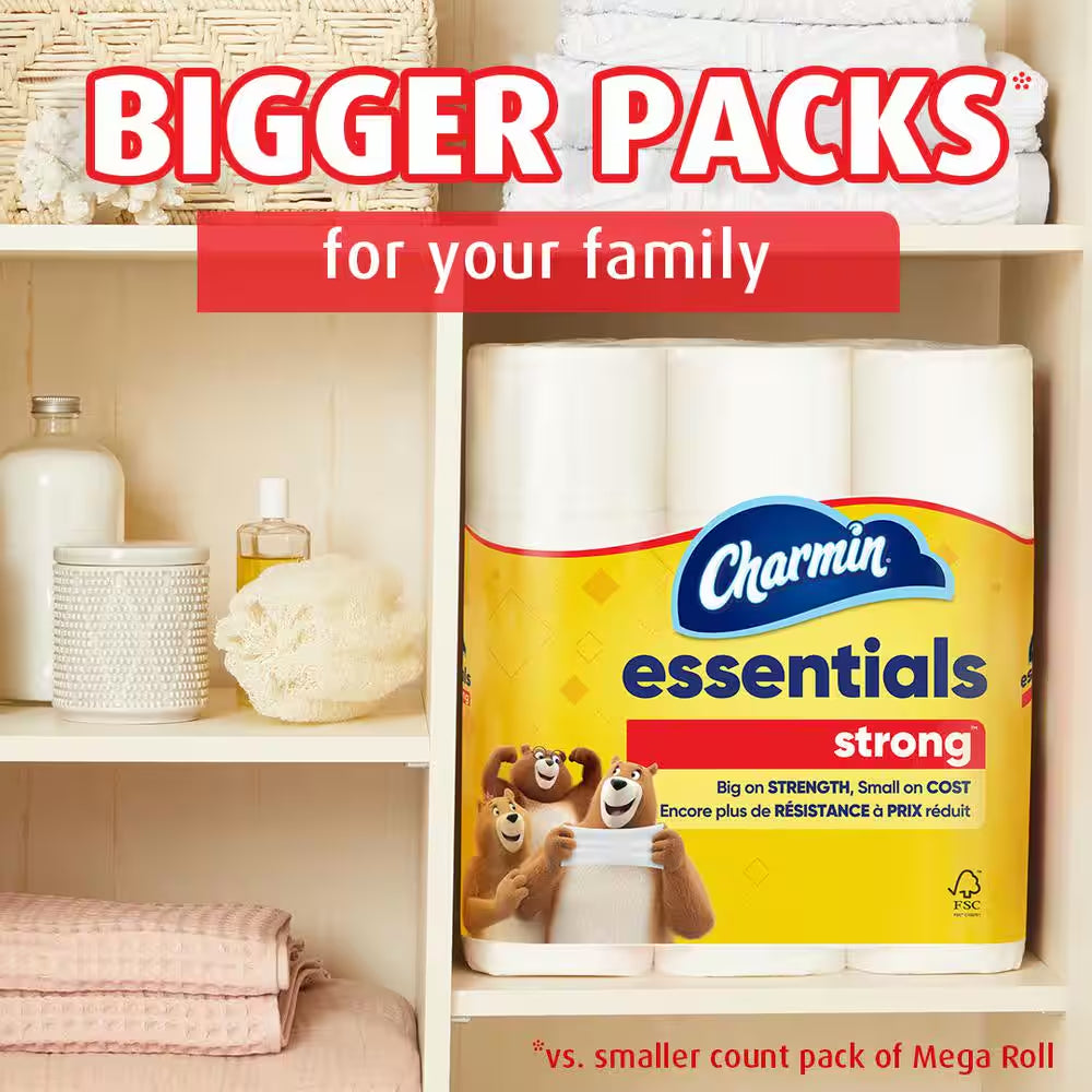 Essentials Strong Toilet Paper Rolls (12 Mega Rolls)