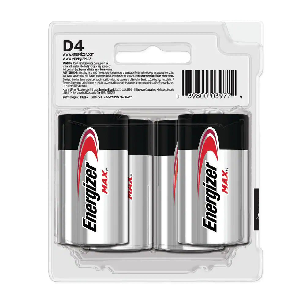 MAX D Batteries (4-Pack), D Cell Alkaline Batteries