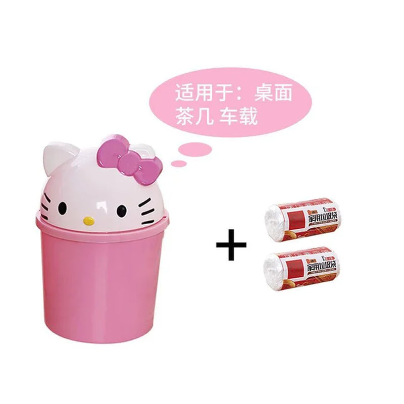 Original Hello Kitty Dustbin Trash Can Rubbish Bin Garbage Binsanrio Kawaii Trash Can Living Room Bedroom Toilet Paper Basket