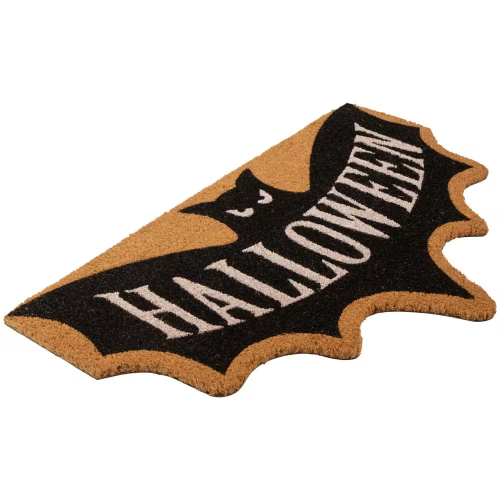 Brown Natural Coir Halloween Bat Shaped Doormat 18 In. X 30 In.