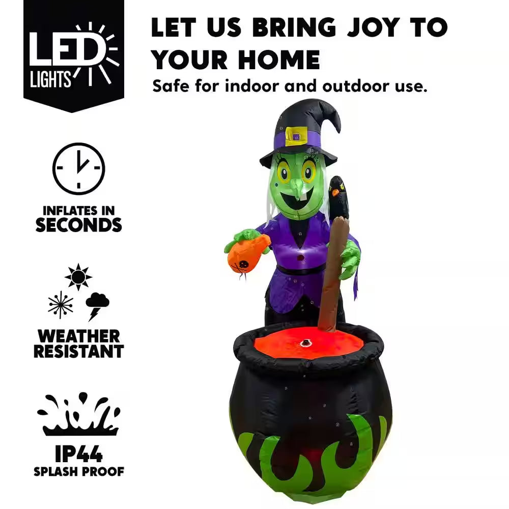 6 Ft. Multi-Color Halloween Inflatable Witch Made of Polyester