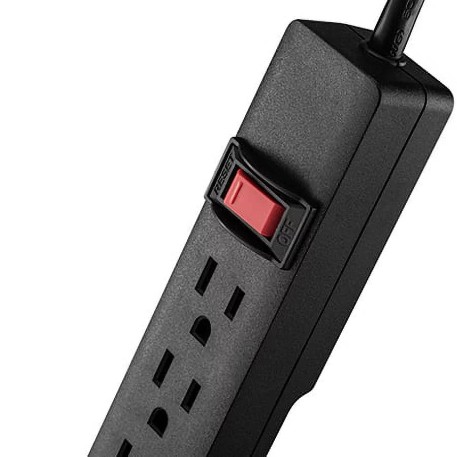 Indoor 6-Outlet Power Strip with 8Ft Cord, 15A,125V, Black