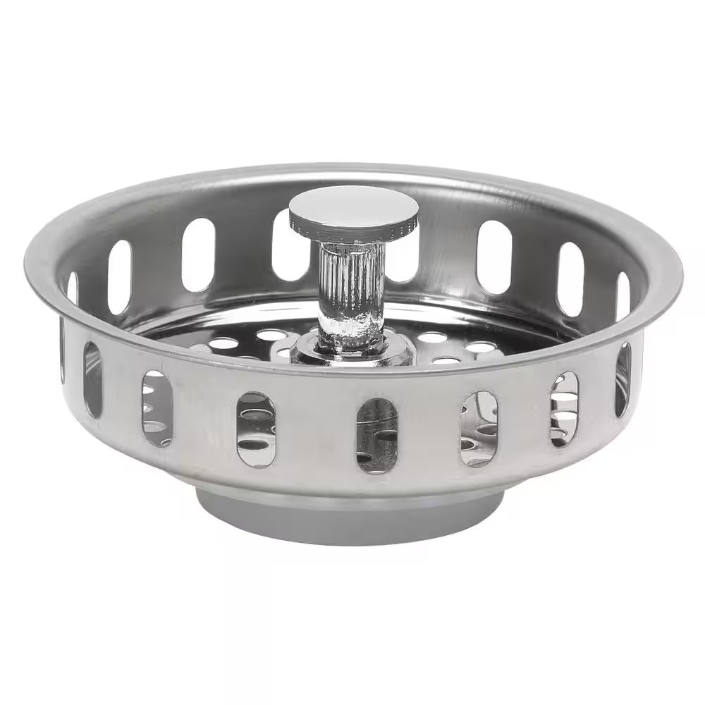 Fit-All Kitchen Sink Strainer Replacement Basket - Stainless Steel with Polished Finish