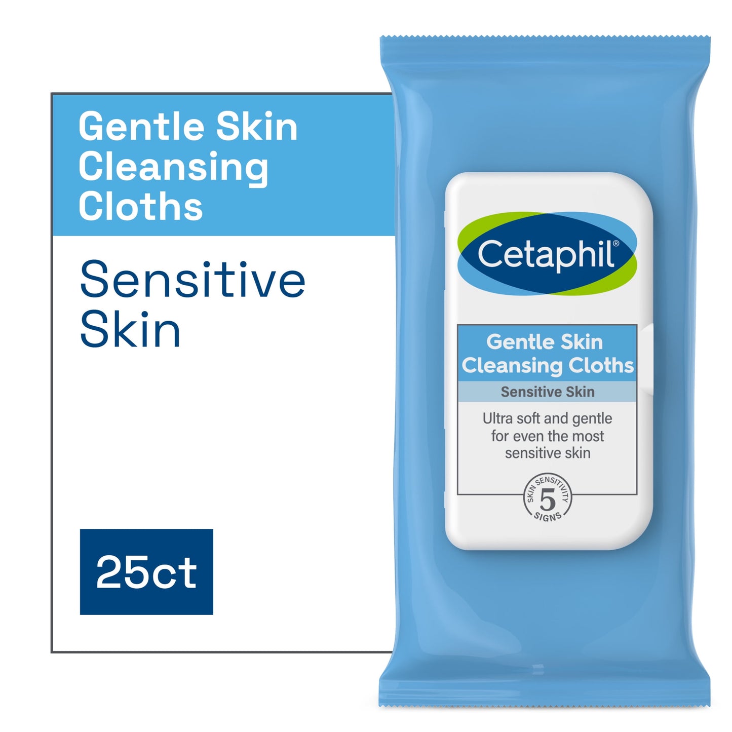 Gentle Skin Cleansing Cloths, 25 Ct, Fragrance Free Face and Body Wipes