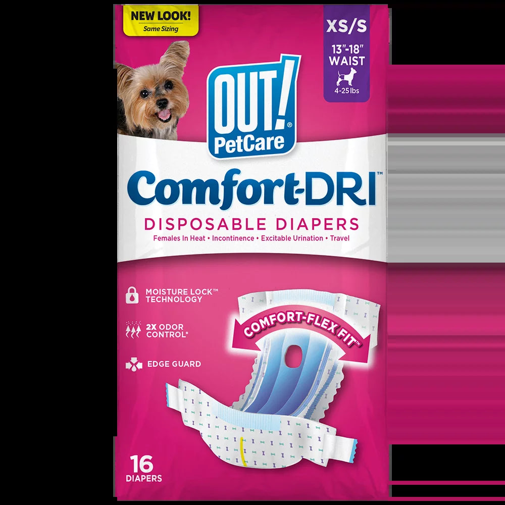 Petcare Disposable Female Dog Diapers, Absorbent Leak Proof Fit, Xs/Small, 16 Count