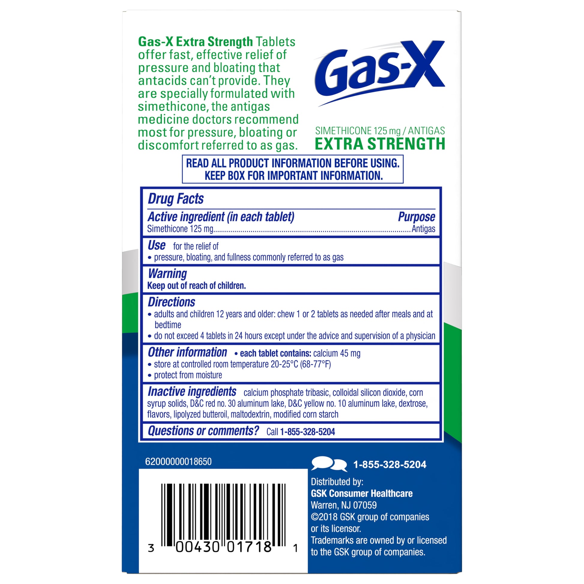 Extra Strength Gas Relief Chewable Tablets, Peppermint Creme, 18 Count