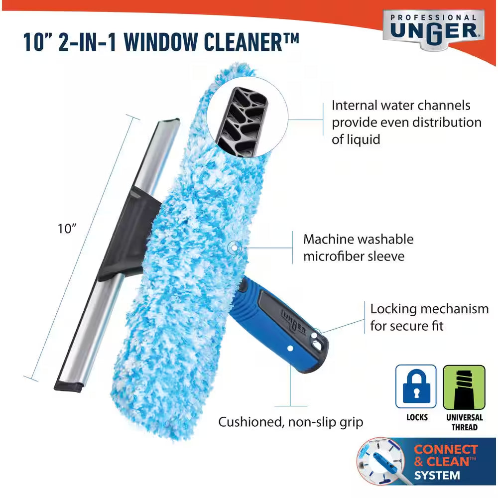 10 In. 2-In-1 Window Cleaner Squeegee & Scrubber Combi