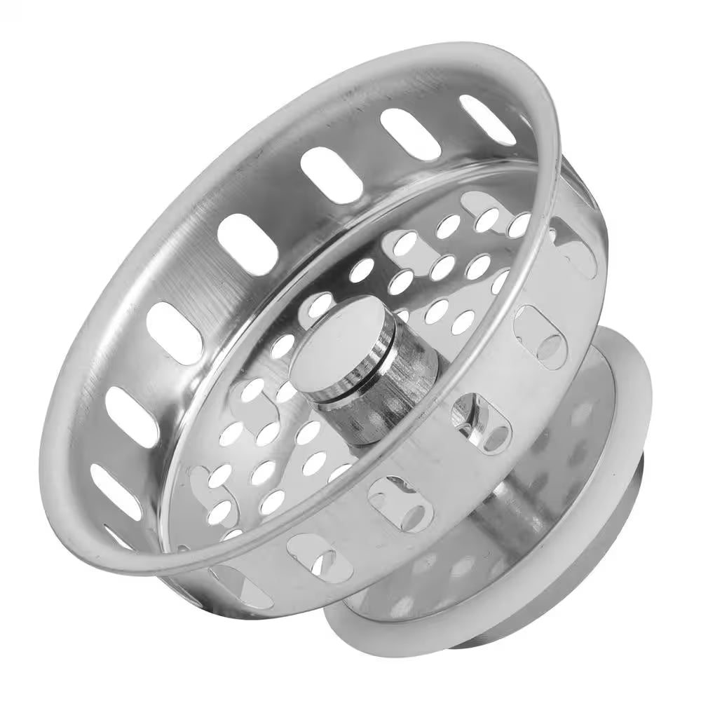 Fit-All Kitchen Sink Strainer Replacement Basket - Stainless Steel with Polished Finish