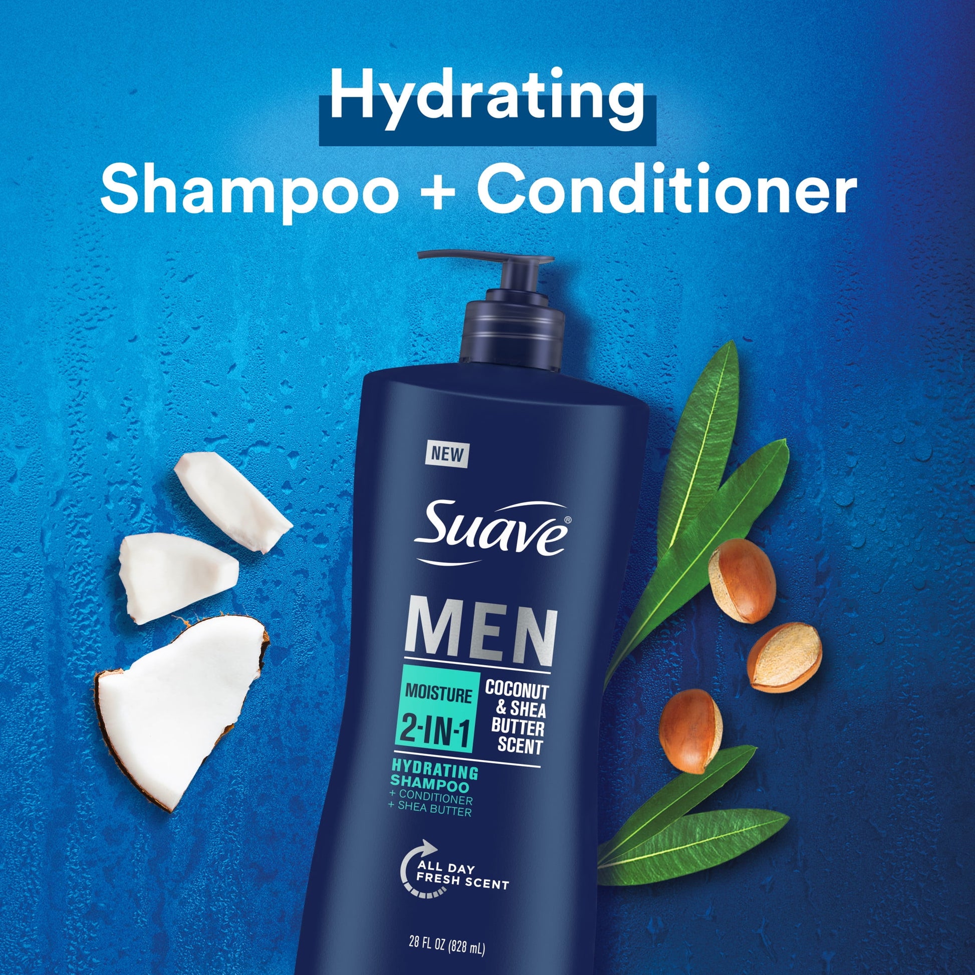 Men 2-In-1 Shampoo & Conditioner, Moisturizing, Coconut & Shea Butter, 28 Fl Oz