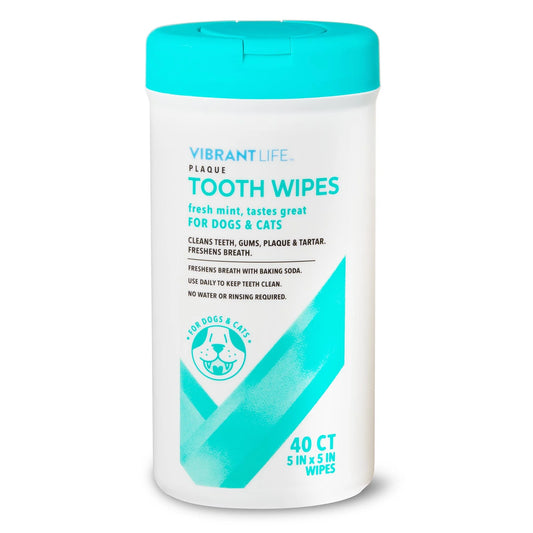 Plaque Tooth Wipes for Cats & Dogs, 40 Count