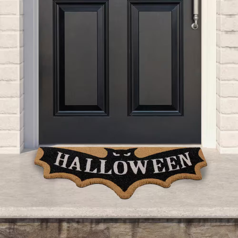 Brown Natural Coir Halloween Bat Shaped Doormat 18 In. X 30 In.