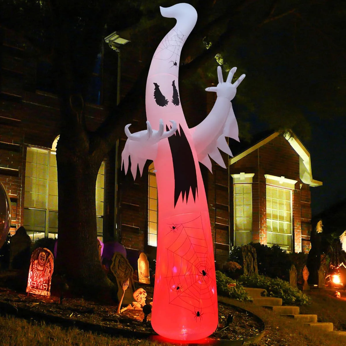 Halloween Inflatable 11.8 FT Inflatable Halloween Ghost, Inflatable Halloween Ghost Scary Blow up Ghost with LED Lights, Outdoor Halloween Decorations Clearance for Halloween/Holiday/Party