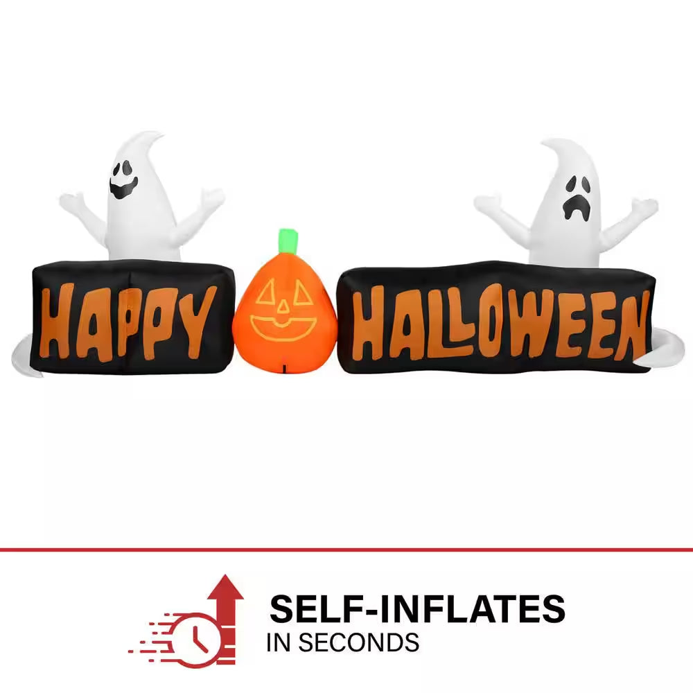 8 Ft. Wide Pre-Lit Inflatable Happy Halloween Sign