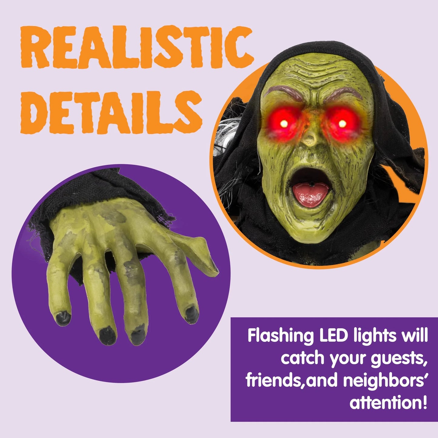 Halloween Décor Groundbreaker Zombie with Sound and Flashing Eyes for Yard Decorations