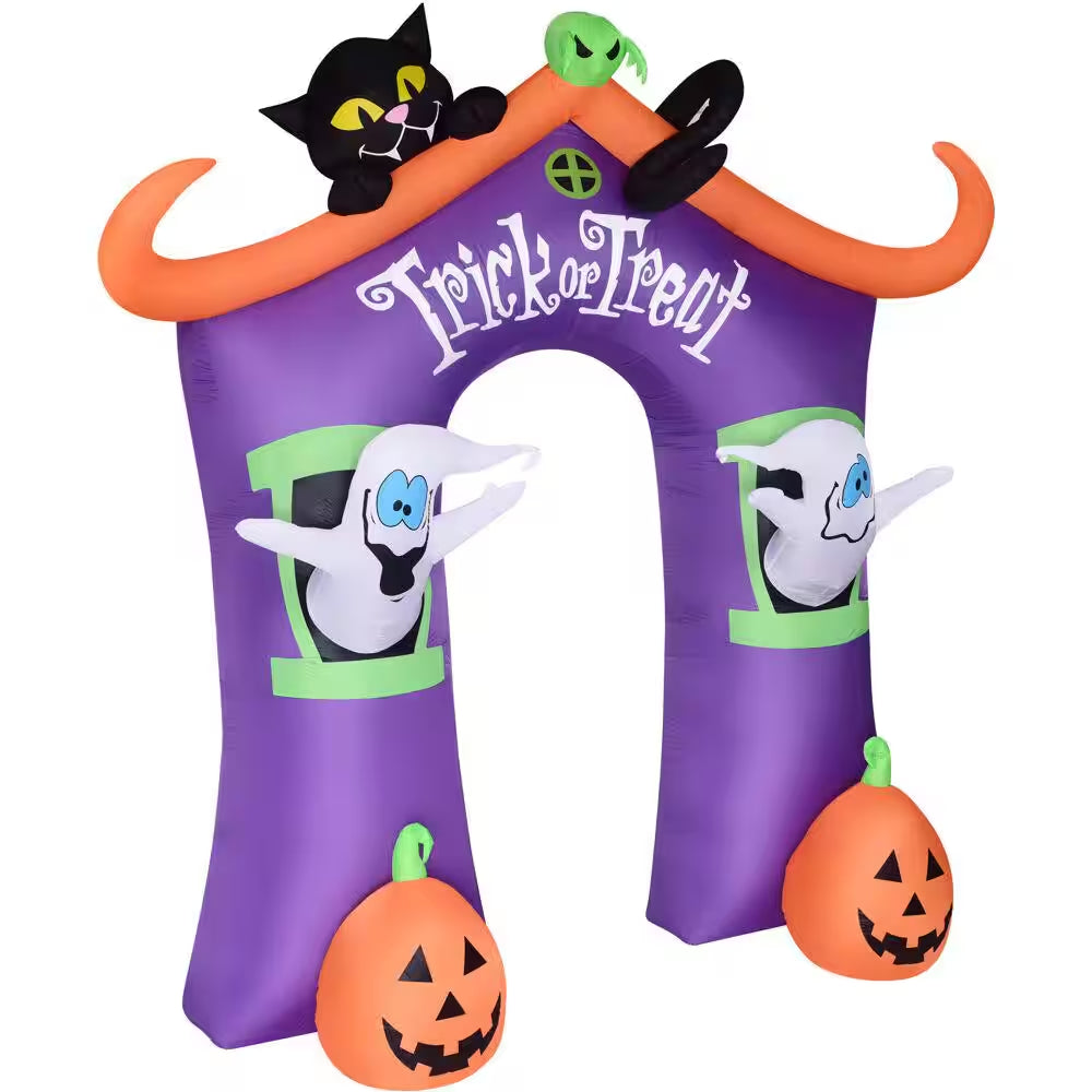 9 Ft. Inflatable Pre-Lit Trick or Treat Walkway Arch with Black Cat, Jack-O-Lantern and Ghost