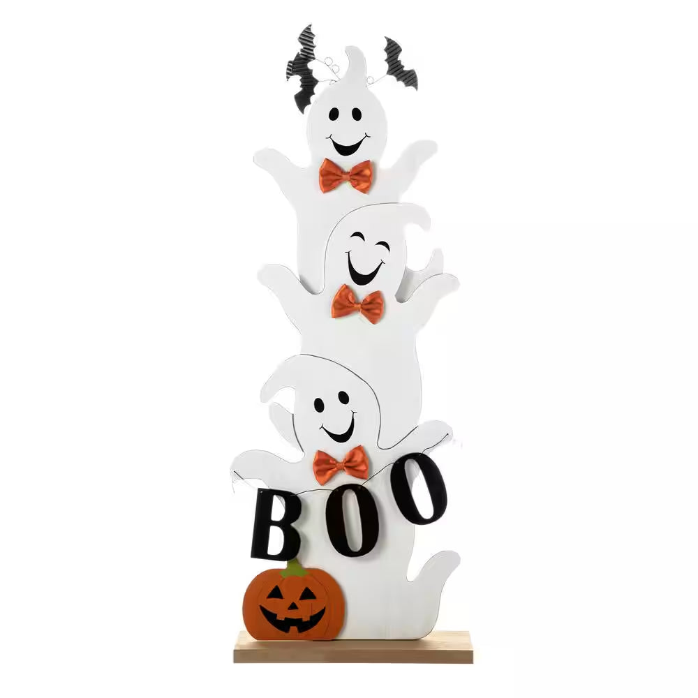 37.5 In. H Halloween Wooden Stacked Ghost Porch Decor