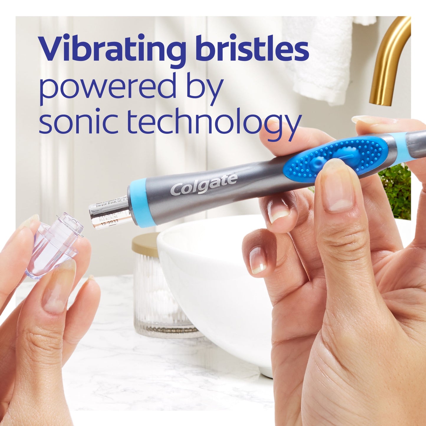 360 Vibrate Deep Clean Battery Operated Toothbrush, 1 AAA Battery Included