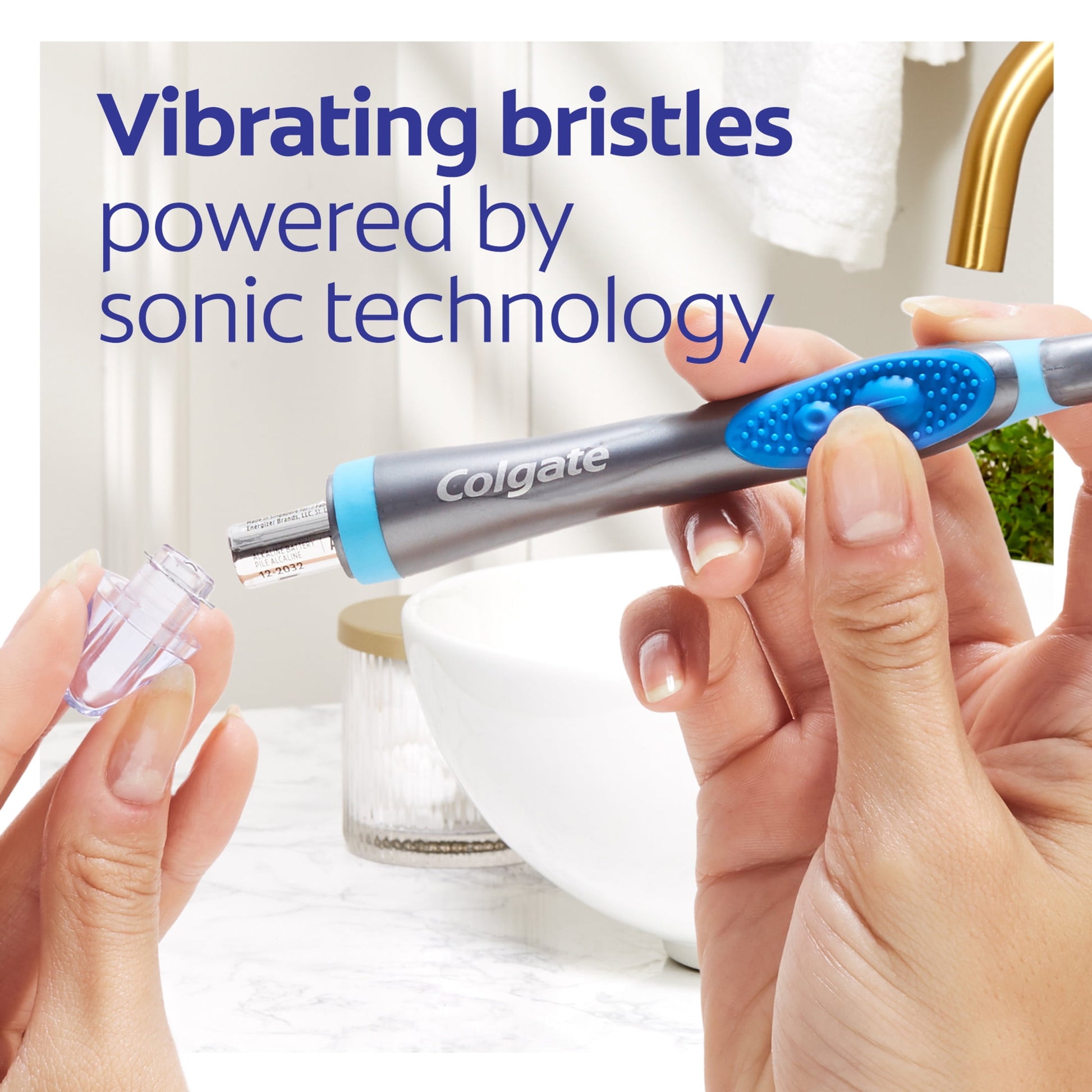 360 Vibrate Deep Clean Battery Operated Toothbrush, 1 AAA Battery Included