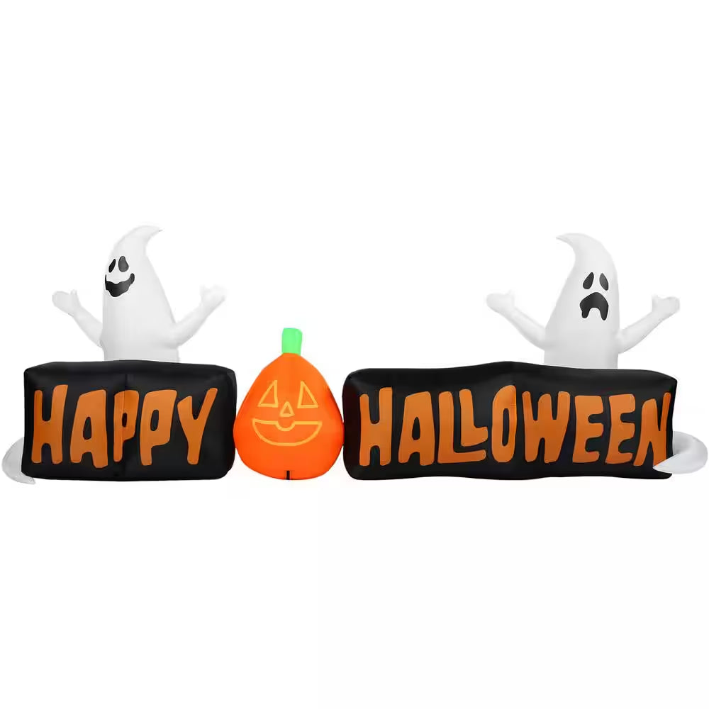 8 Ft. Wide Pre-Lit Inflatable Happy Halloween Sign