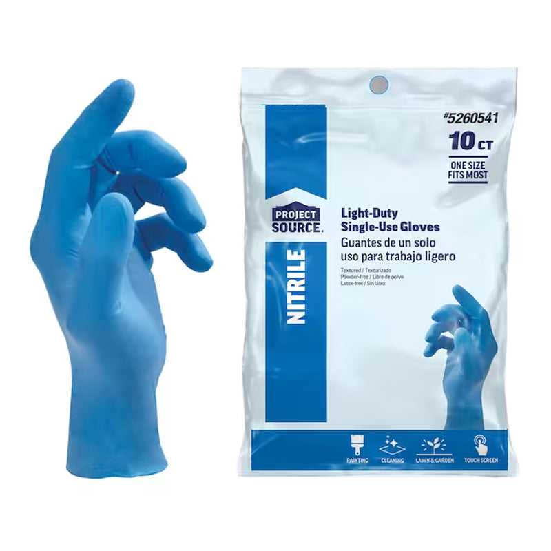 10-Count One Size Fits All Nitrile Disposable Cleaning Gloves