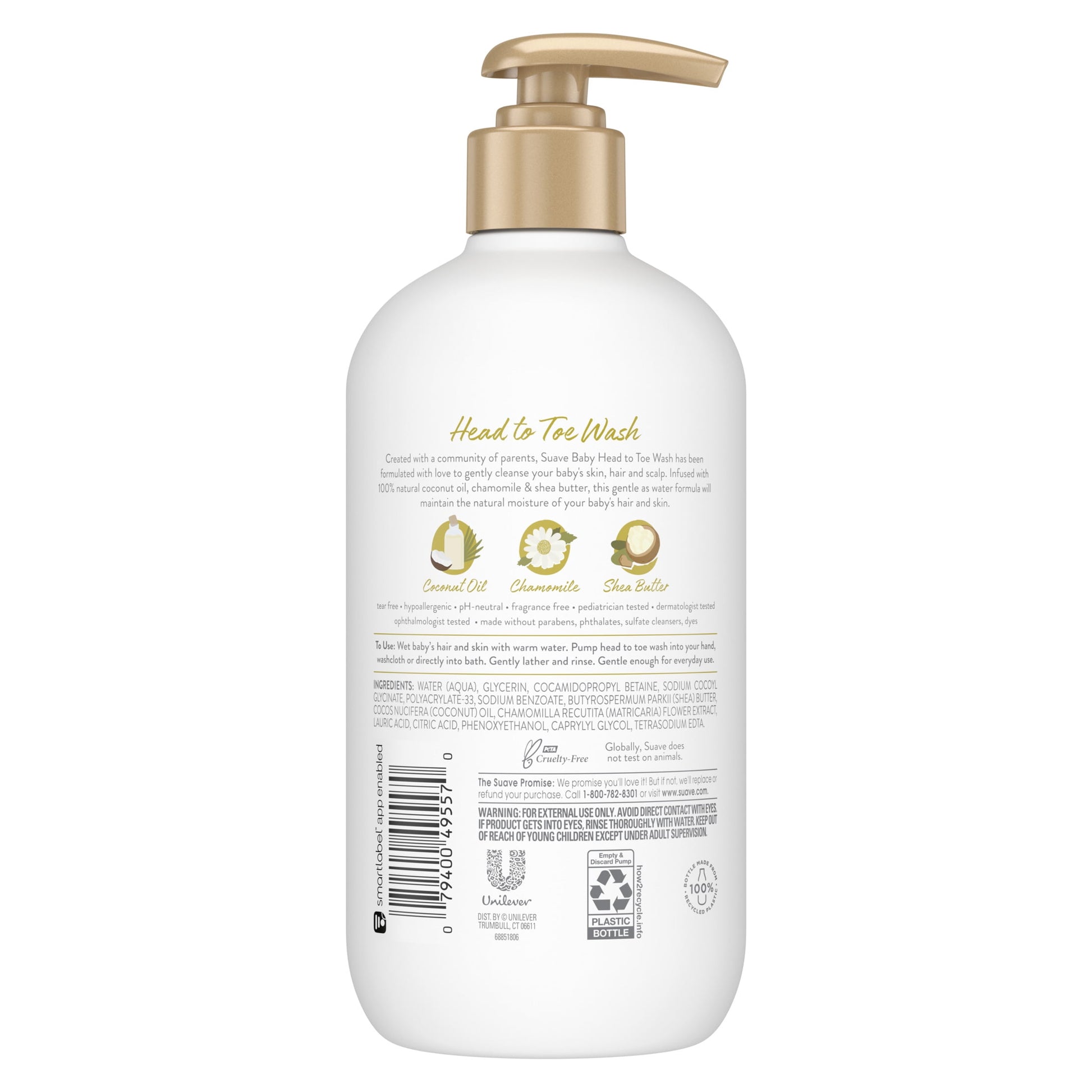 Baby Head to Toe Body Wash with Coconut Oil, Chamomile & Shea Butter, 100% Natural, Tear Free, 13.5 Oz