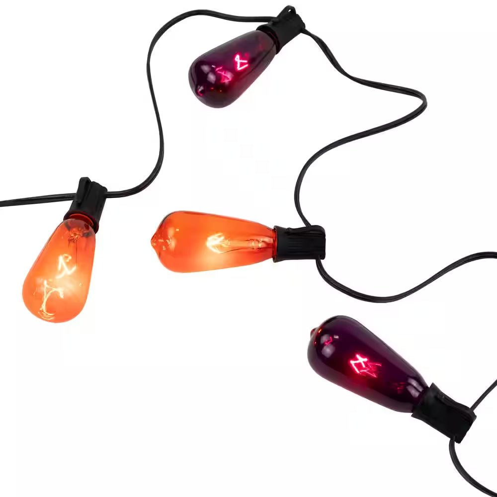 9 Ft. 10Ct Purple and Orange Edison E17 Halloween String Light Set Black Wire