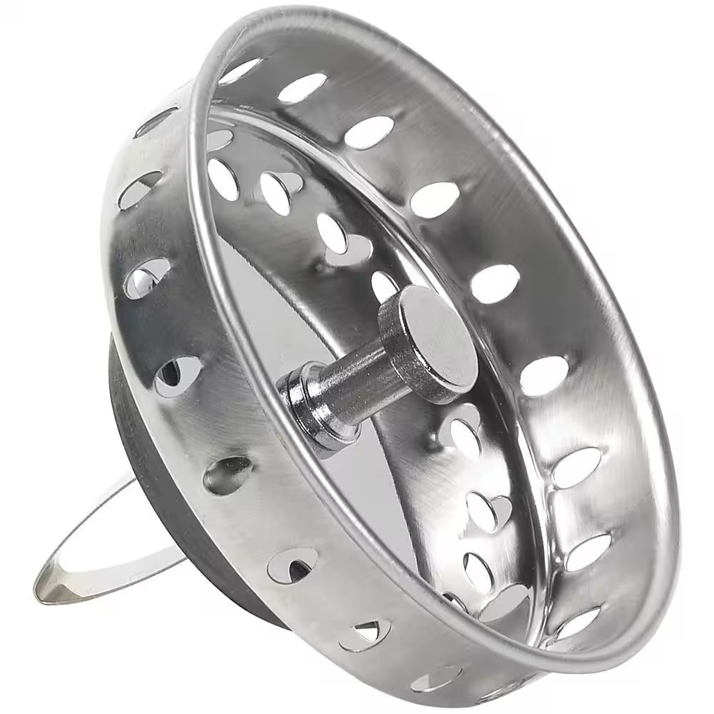 Spring Clip Kitchen Sink Strainer Replacement Basket - Stainless Steel with Polished Finish