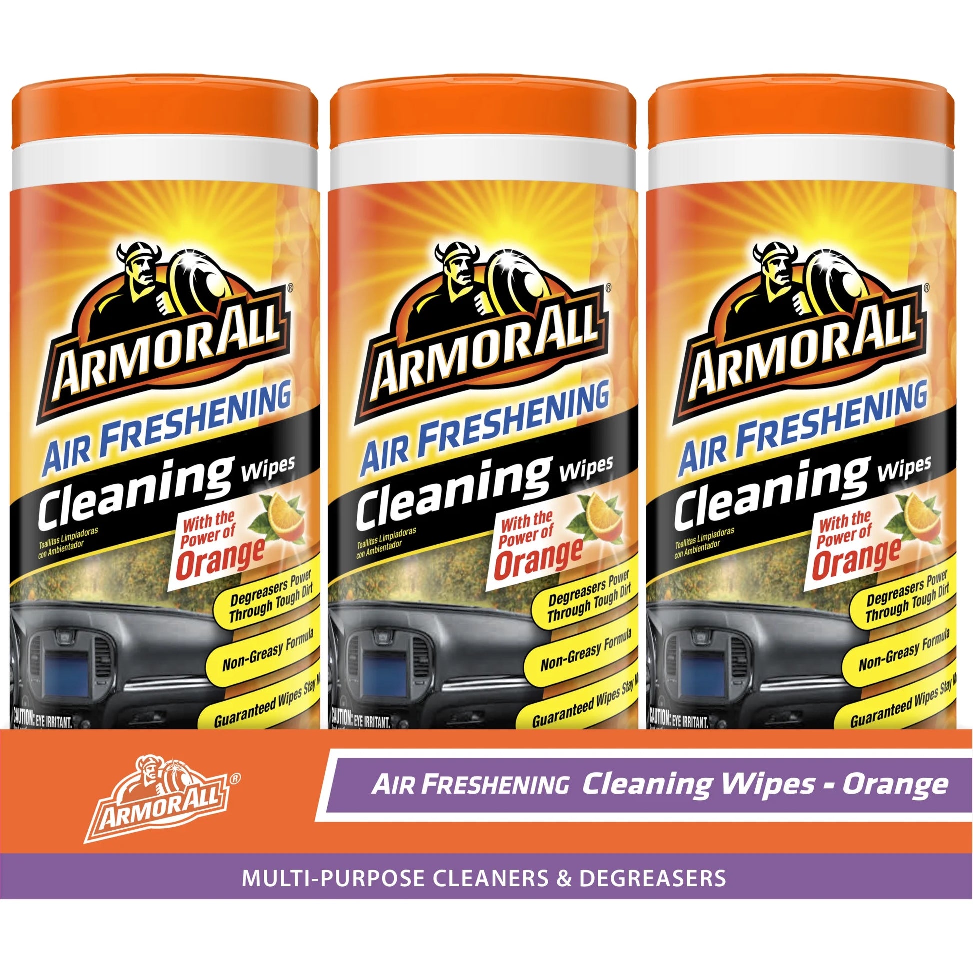 Orange Air Freshening Car Cleaning Wipes (25 Count)