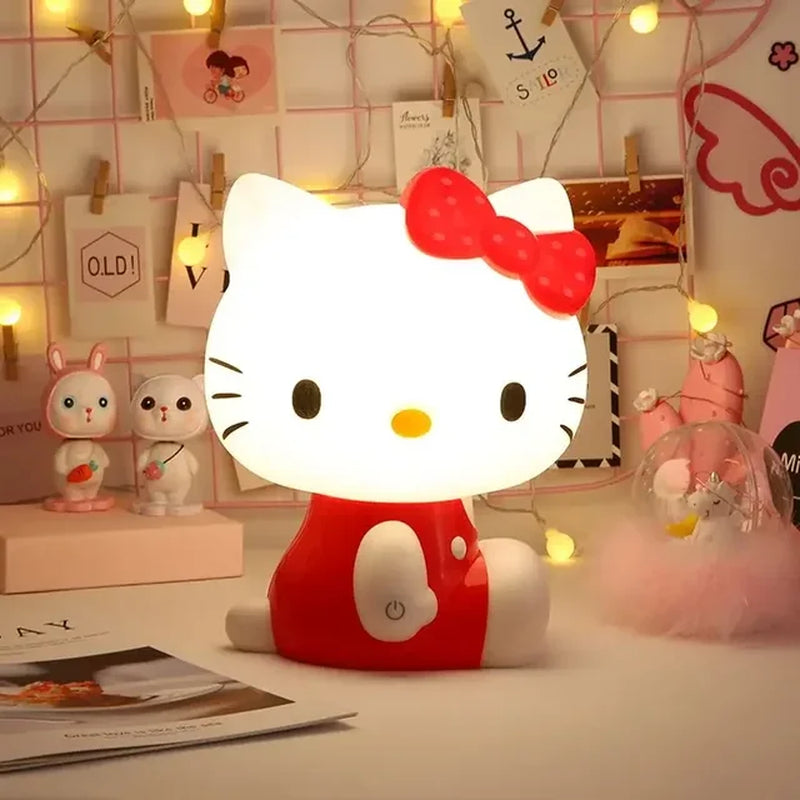Hello Kitty 3D LED Small Night Lamp Touch Plug-In Baby Feeding Home Bedroom Dreamy Sleep Light Eye Protection Bedside Room Decor