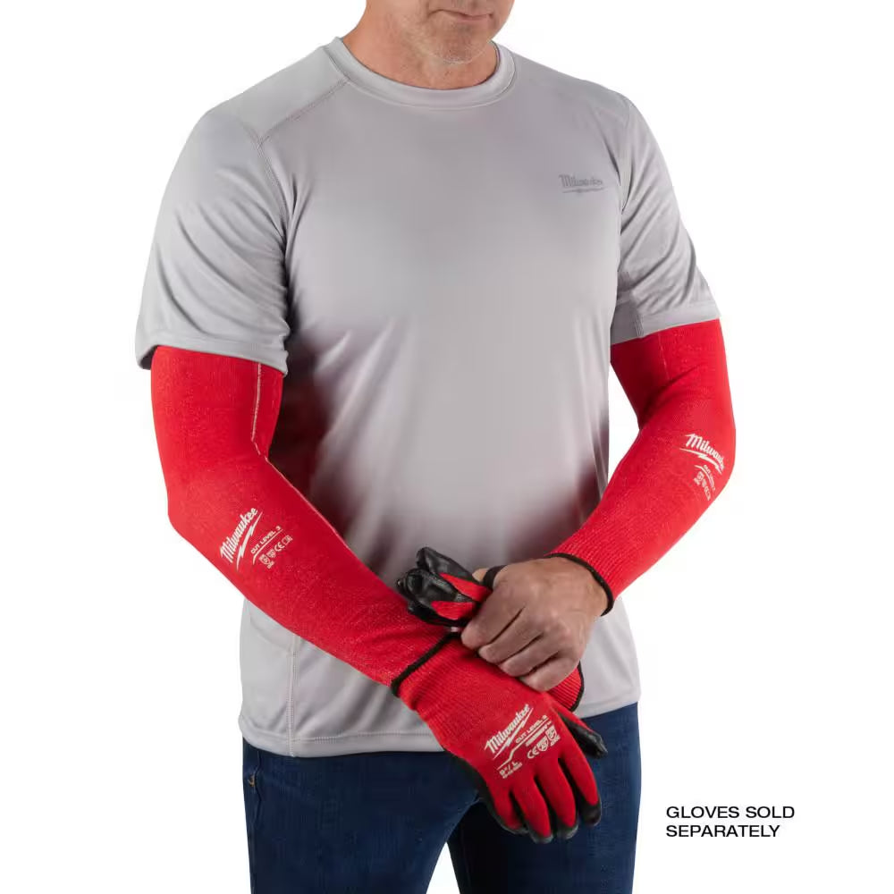 16 In. Red 4-Way Stretch Cut 3 Resistant Protective Arm Sleeves