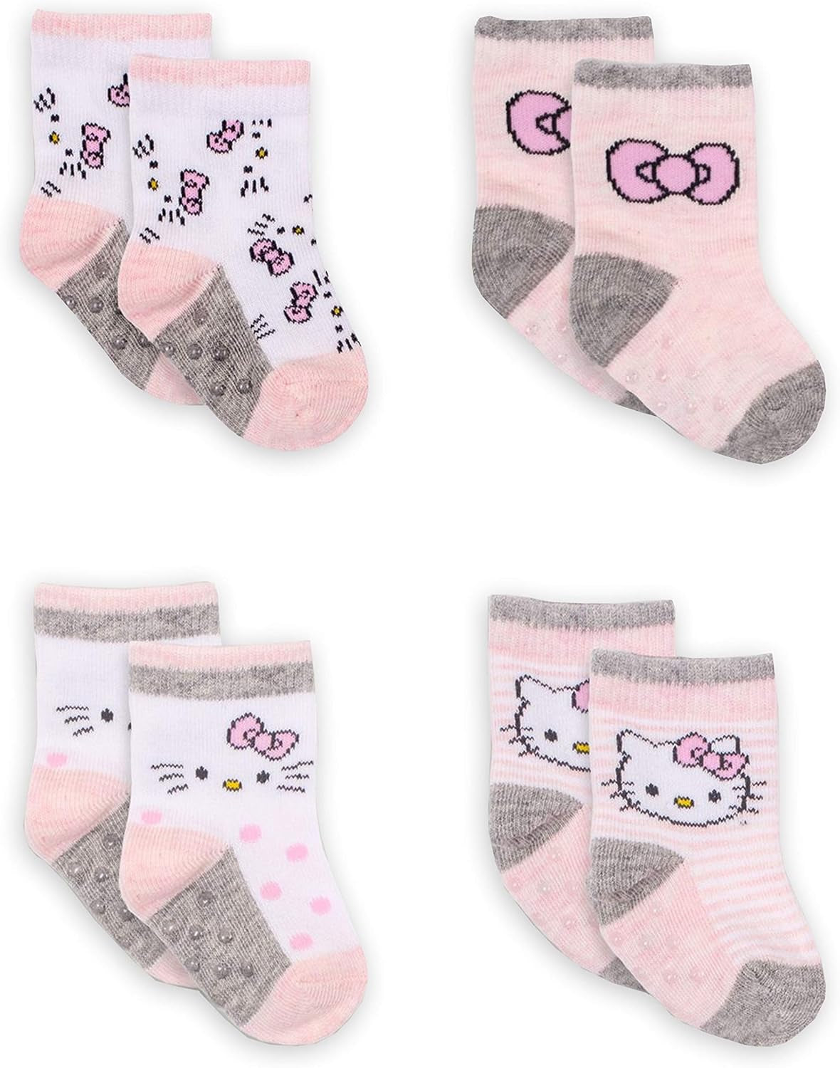 Hello Kitty Socks Girls Kids Toddler Baby Assorted Styles (Ages 12-24 Months, Baby Girls 4 Pack)