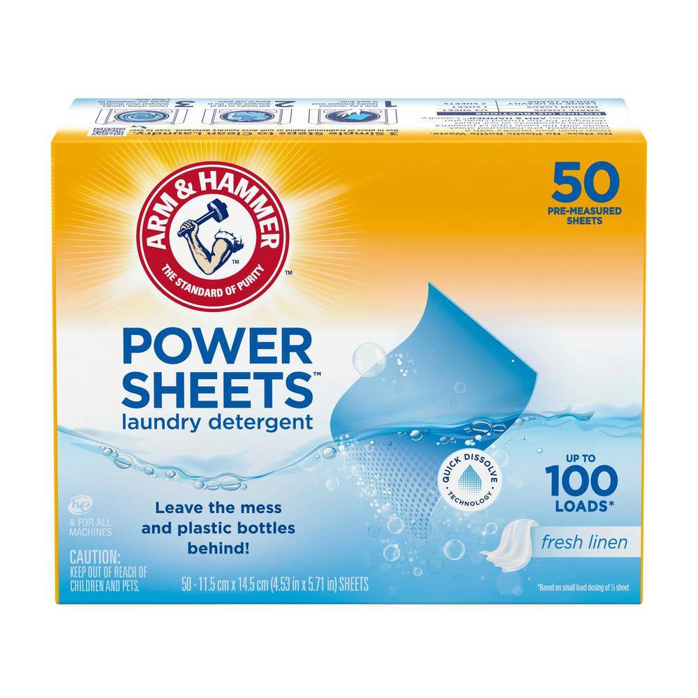 Fresh Linen, Power Laundry Detergent Sheets, 50-Count