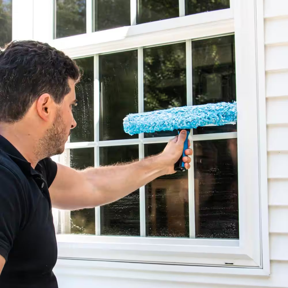 10 In. 2-In-1 Window Cleaner Squeegee & Scrubber Combi