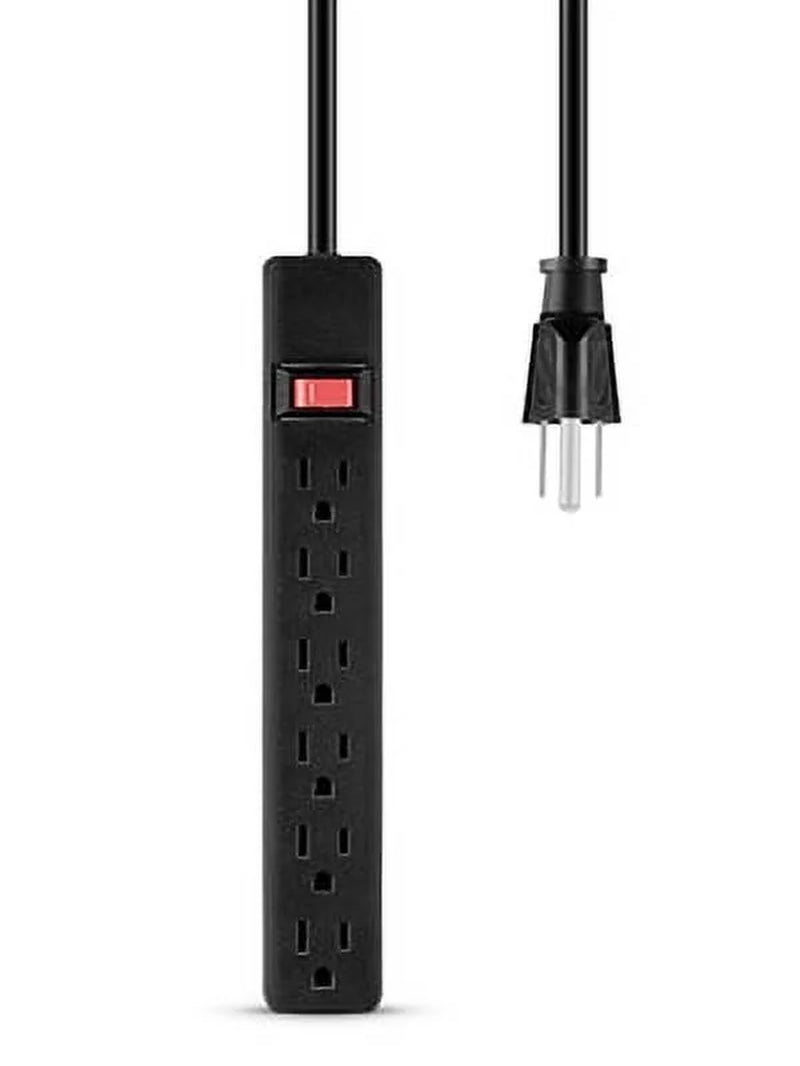 Indoor 6-Outlet Power Strip with 8Ft Cord, 15A,125V, Black