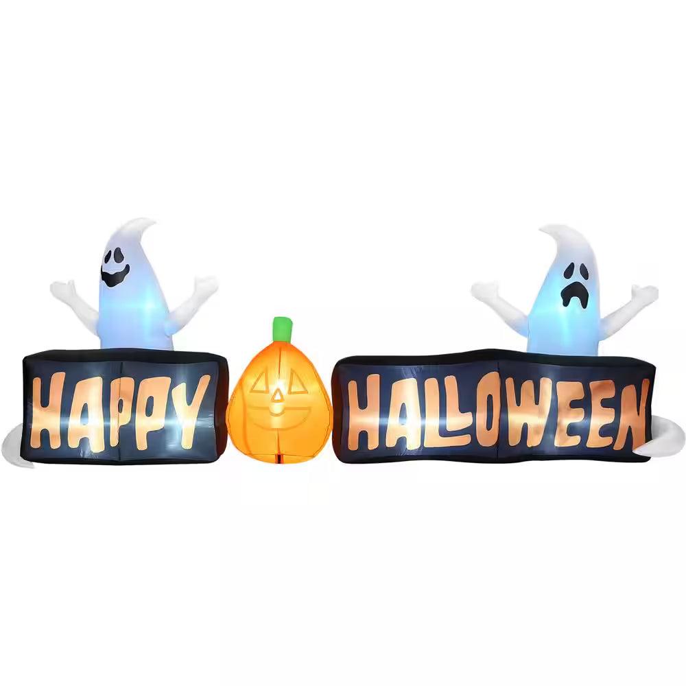 8 Ft. Wide Pre-Lit Inflatable Happy Halloween Sign