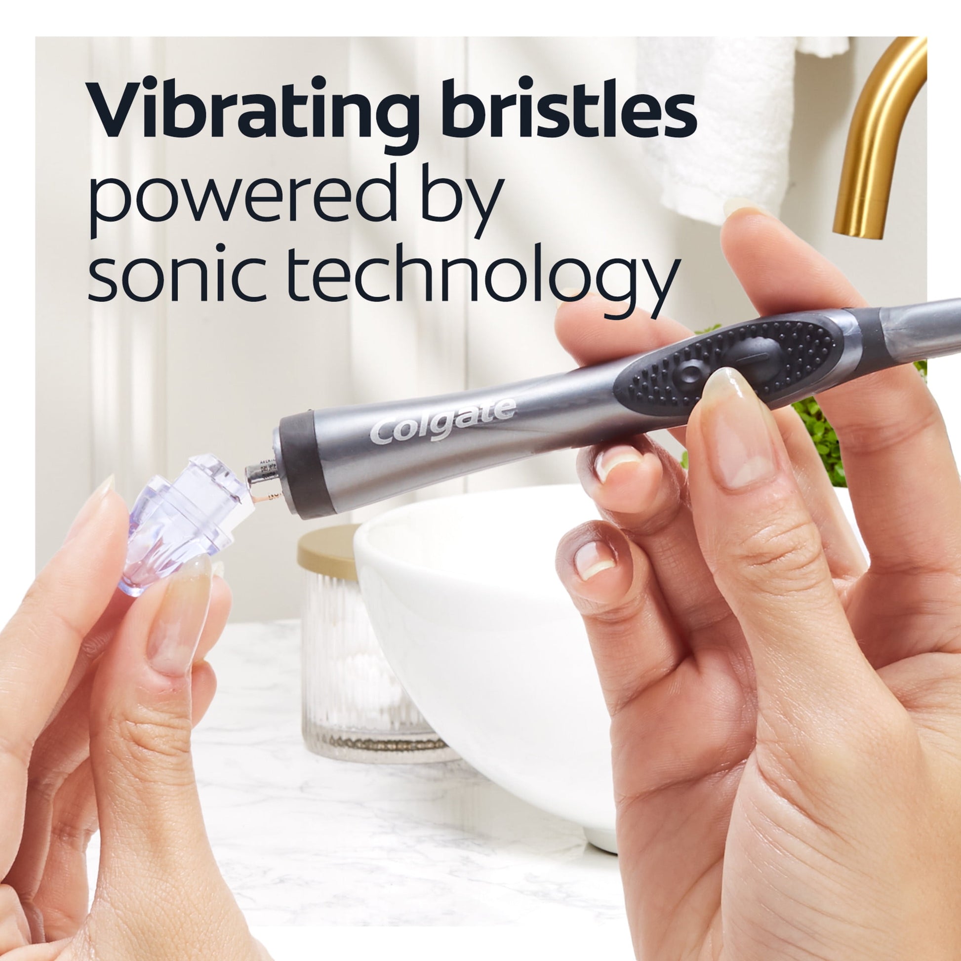 360 Vibrate Charcoal Battery Operated Toothbrush, 1 AAA Battery Included