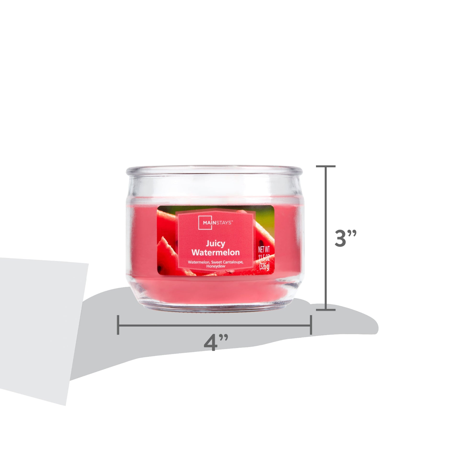 Juicy Watermelon Scented 3-Wick Glass Jar Candle, 11.5 Oz