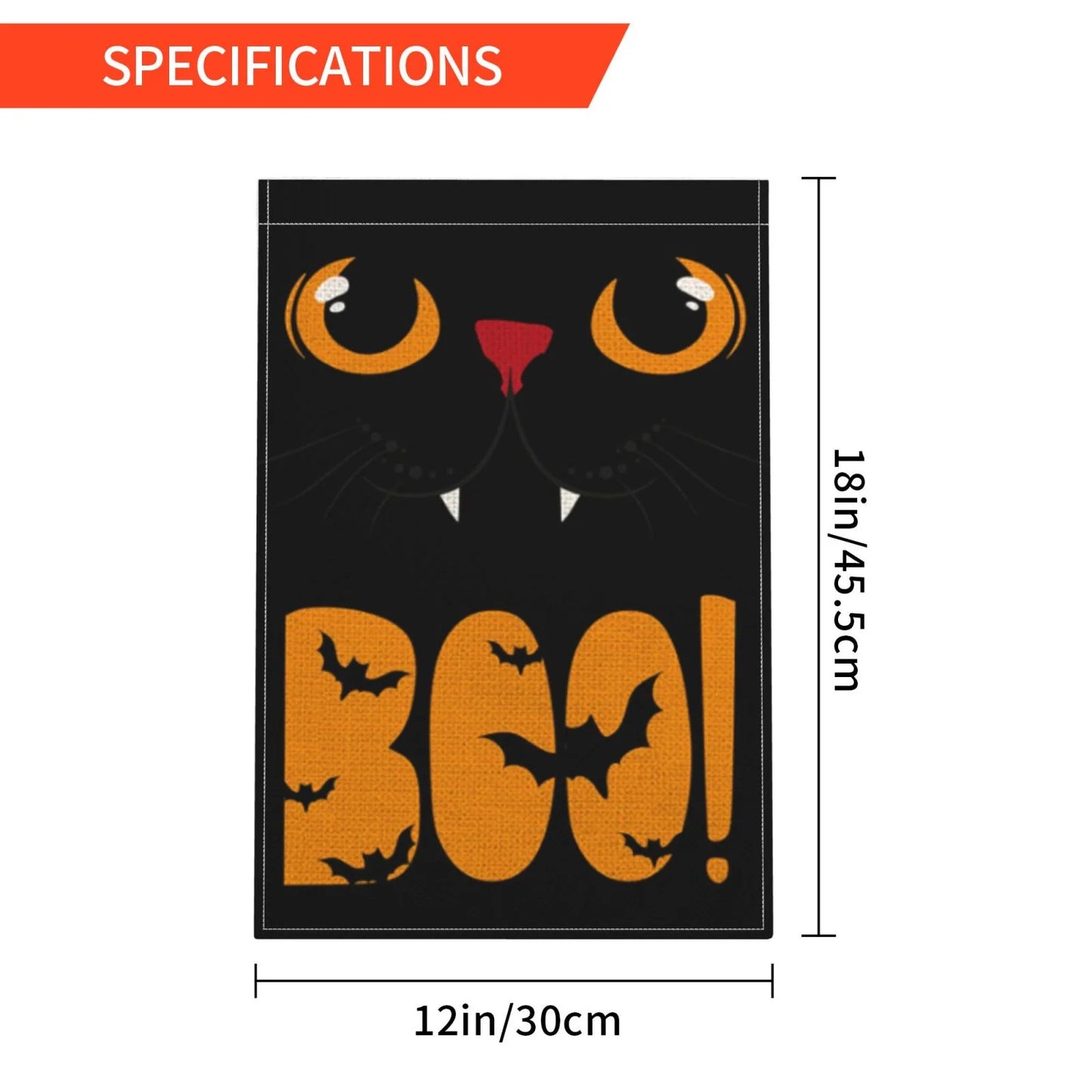 Halloween Garden Flag Boo Spooky Black Cat Bat Small Seasonal Decors for Yard outside Rustic Farmhouse Outdoor 12 X 18 Inch