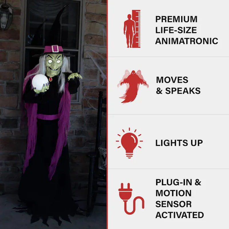 6-Ft Freestanding Talking Witch Animatronic