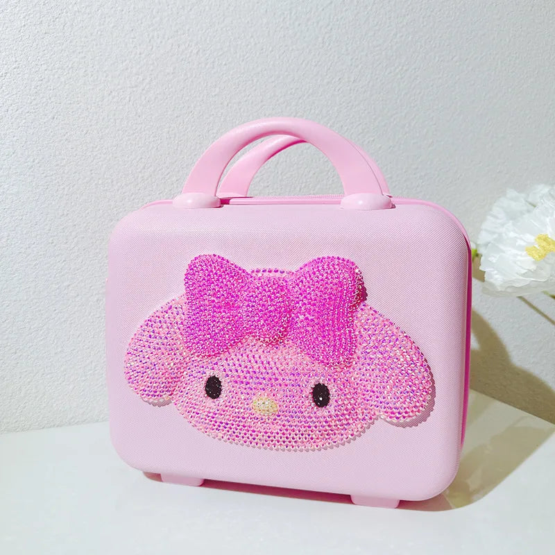 Hello Kitty Exquisite Water Diamond Suitcase Cartoon Cosmetic Case Large-Capacity Multi-Functional Travel Case Birthday Gift