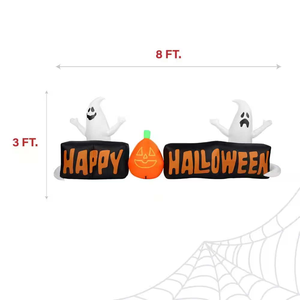 8 Ft. Wide Pre-Lit Inflatable Happy Halloween Sign