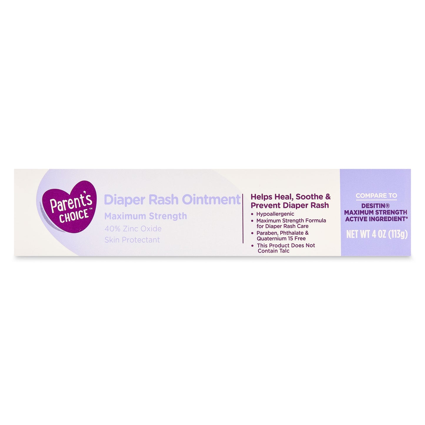 Diaper Rash Ointment, 40% Zinc Oxide, 4Oz