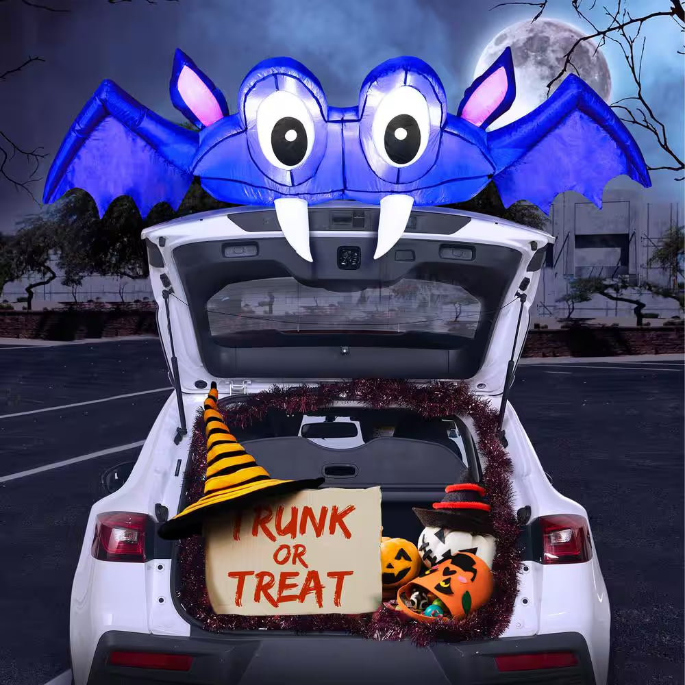 Purple Halloween Inflatable Bat Car Trunk Decor Made of Polyester