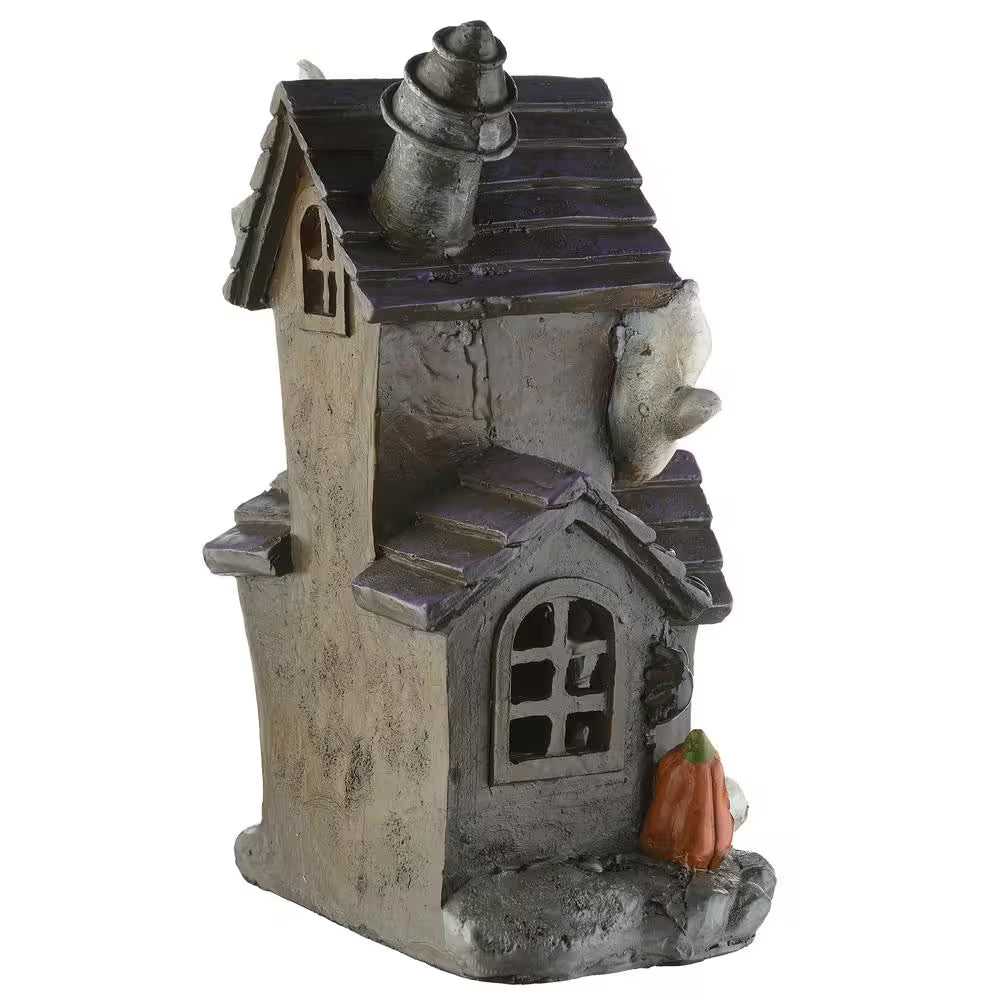 6 In. Black Haunted House with LED Light