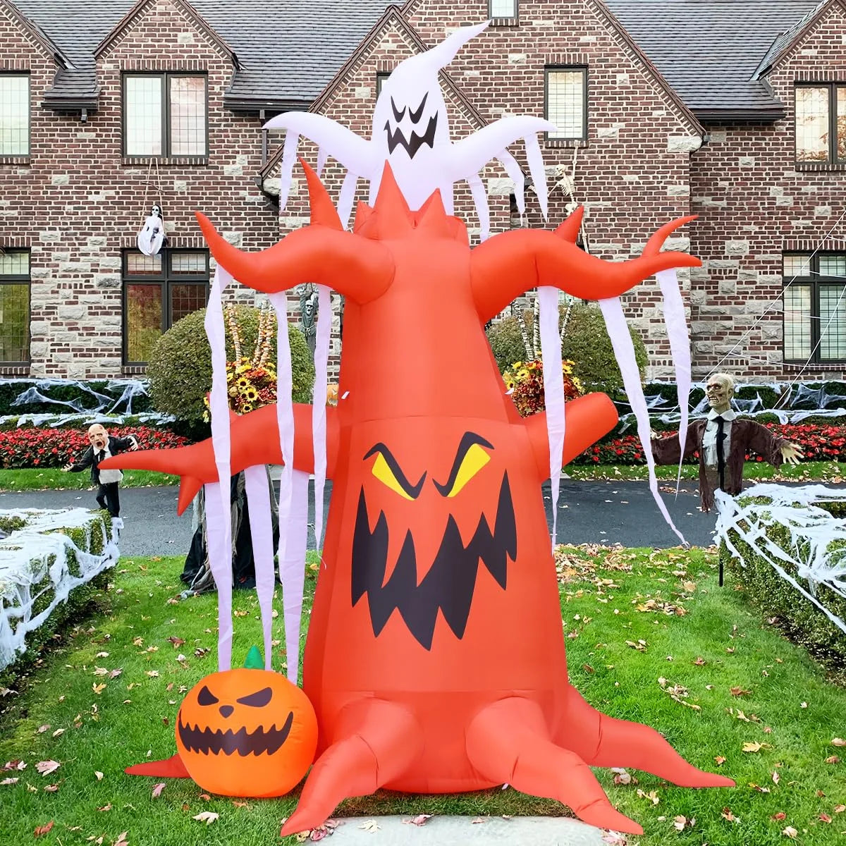 Halloween Inflatable 9.8 FT Halloween Tree Inflatable, Inflatable Halloween Tree Halloween Blow up Ghost Tree with Built-In Lights, Outdoor Halloween Decorations Clearance for Halloween/Holiday