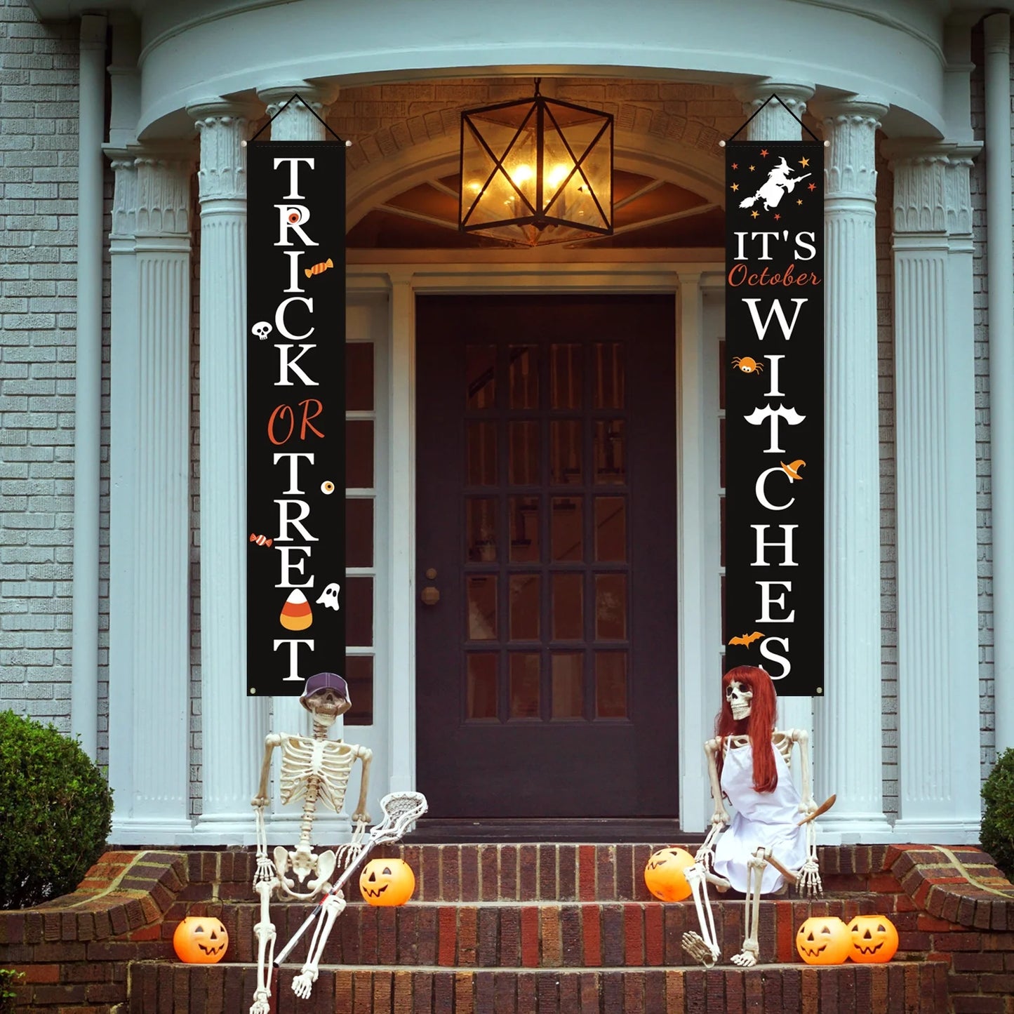 Halloween Decorations, Halloween Banners, Trick or Treat & It's October Witches Hanging Signs for Front Porch Decor, Home Indoor P