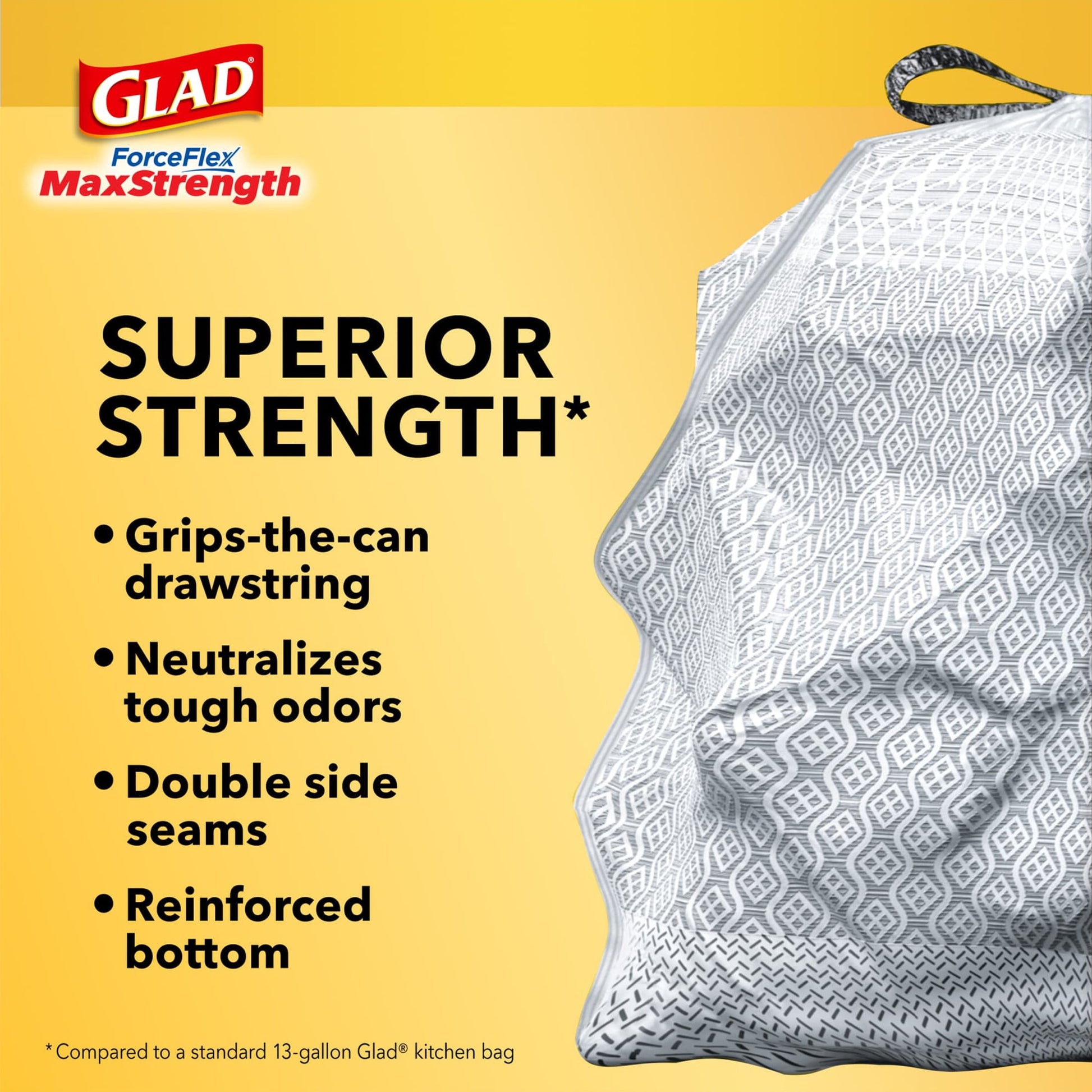 Forceflex Maxstrength with Clorox 13 Gallon Kitchen Trash Bags, Lemon Fresh Bleach, 20 Bags